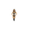 Costume soubrette 4 pièces, soutien gorge et porte jarretelles avec jarretières intégrés, string, tour de cou 
